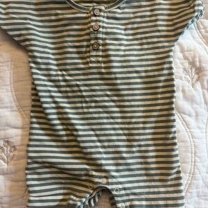 Quincy Mae Green and Cream Striped Bodysuit